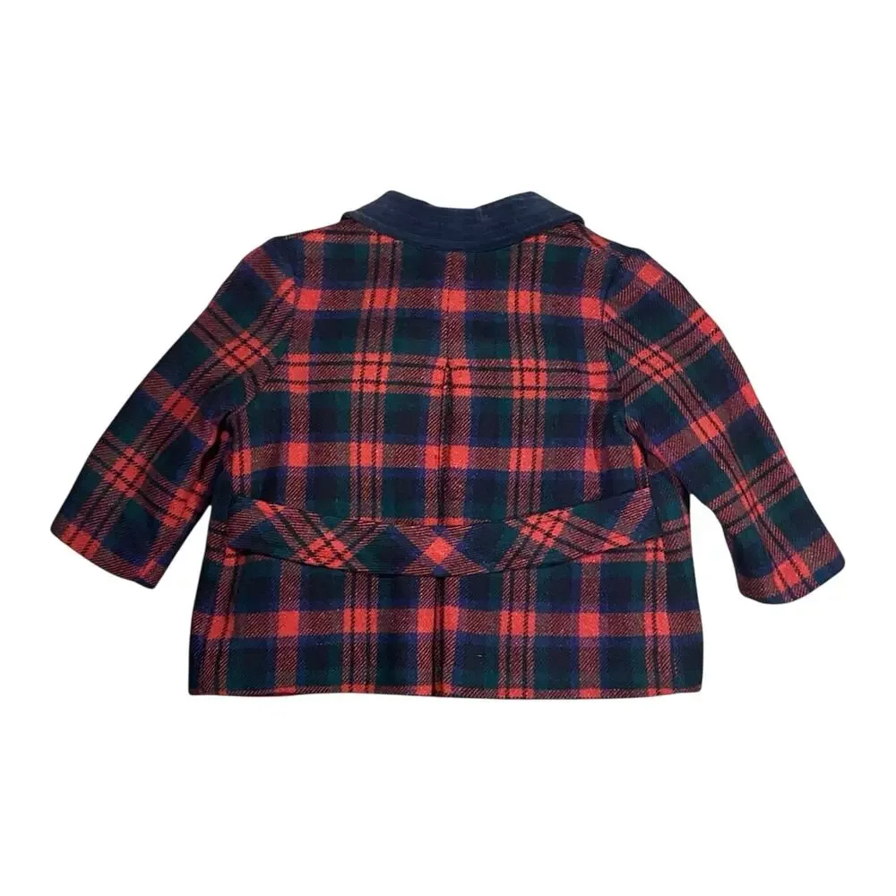Vintage Atkins Plaid Wool Jacket Hat Set - 2T